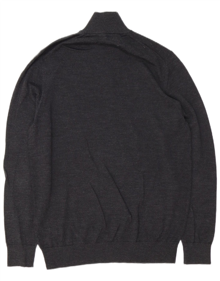 Marks & Spencer Hombre Autograph Zip Neck Jumper Sweater Gris Medio