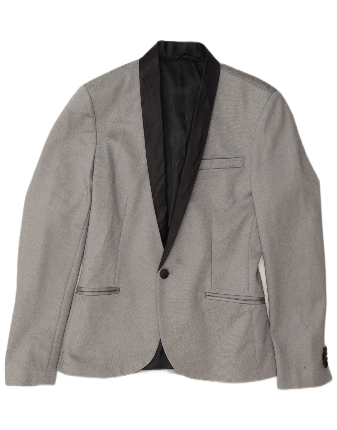 Zara Chaqueta tipo blazer con 1 botón para hombre UK 36 Small Gris Poliéster