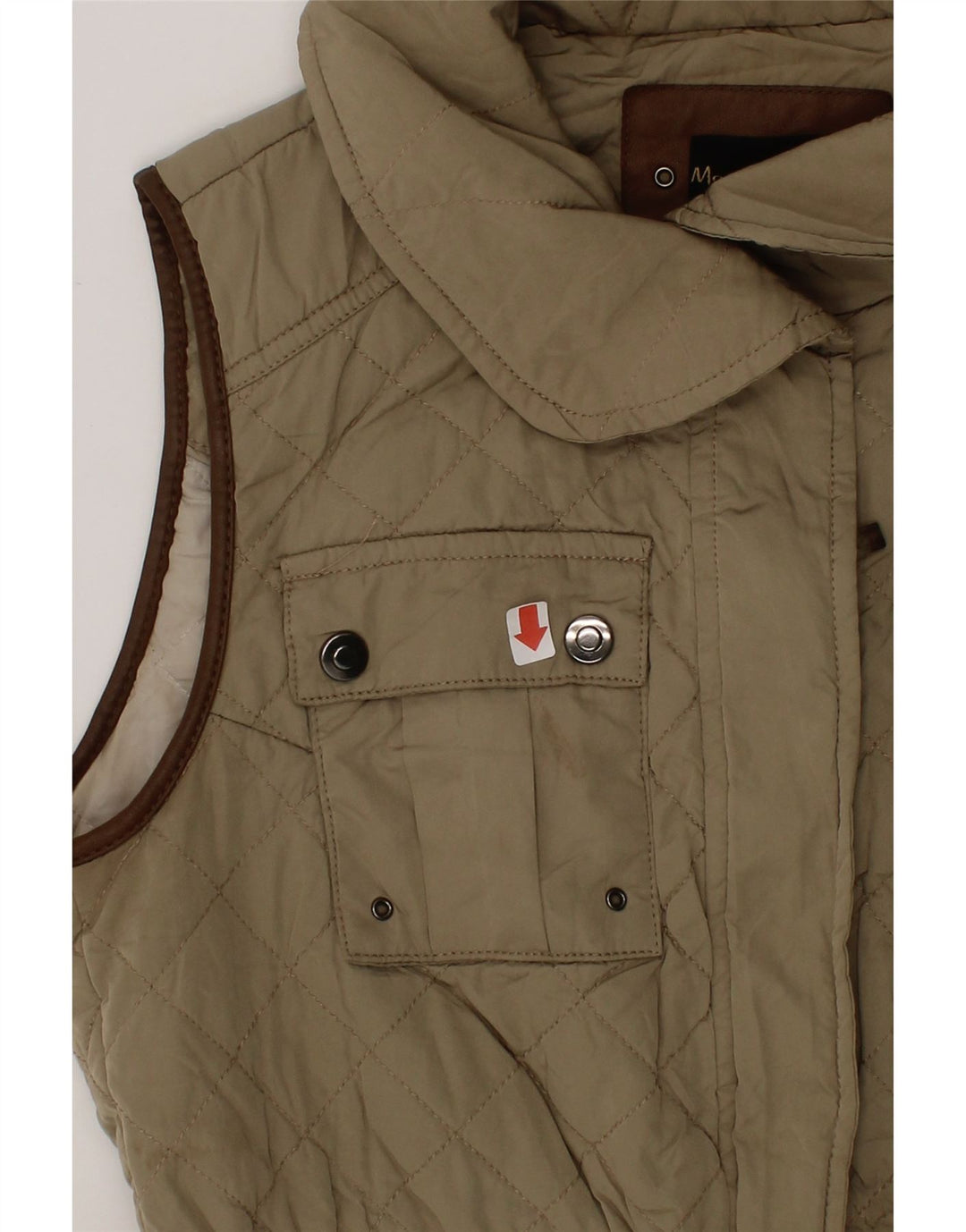 MASSIMO DUTTI Womens Quilted Gilet UK 12 Medium Khaki Polyester Vintage Massimo Dutti and Second-Hand Massimo Dutti from Messina Hembry 