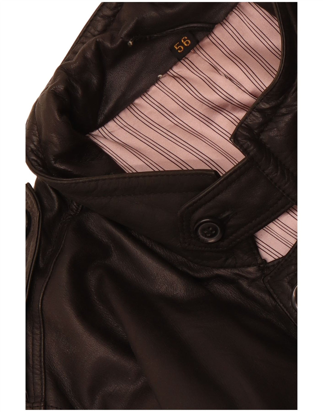 Abrigo de cuero militar vintage para hombre IT 56 3XL Negro