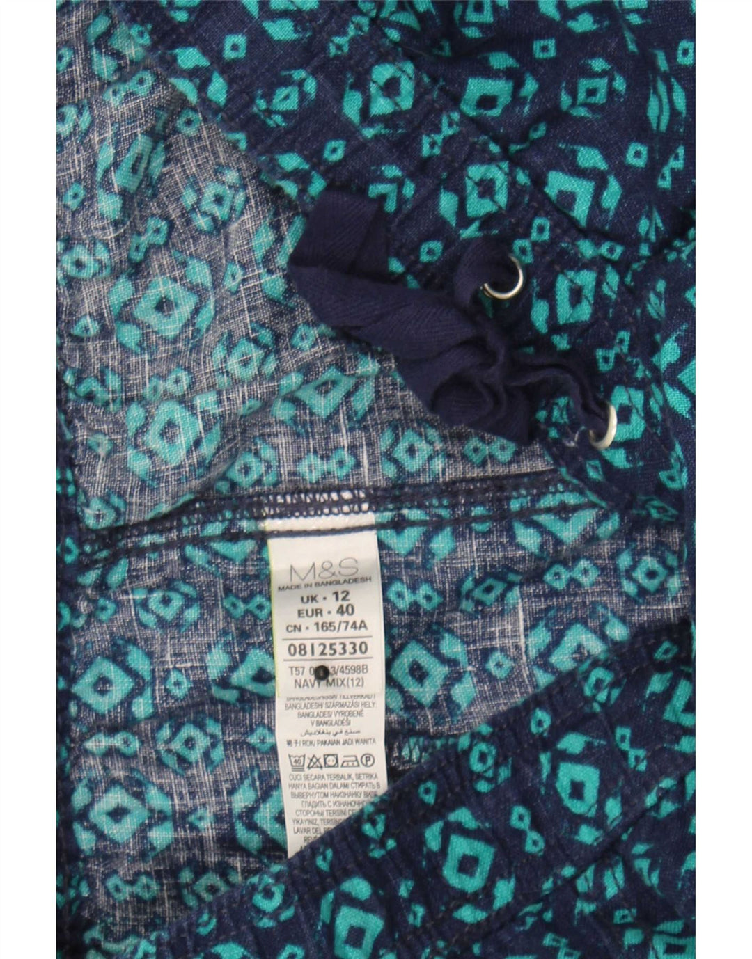 Marks & Spencer Falda acampanada para mujer UK 12 Medium W30 Azul marino Geométrico