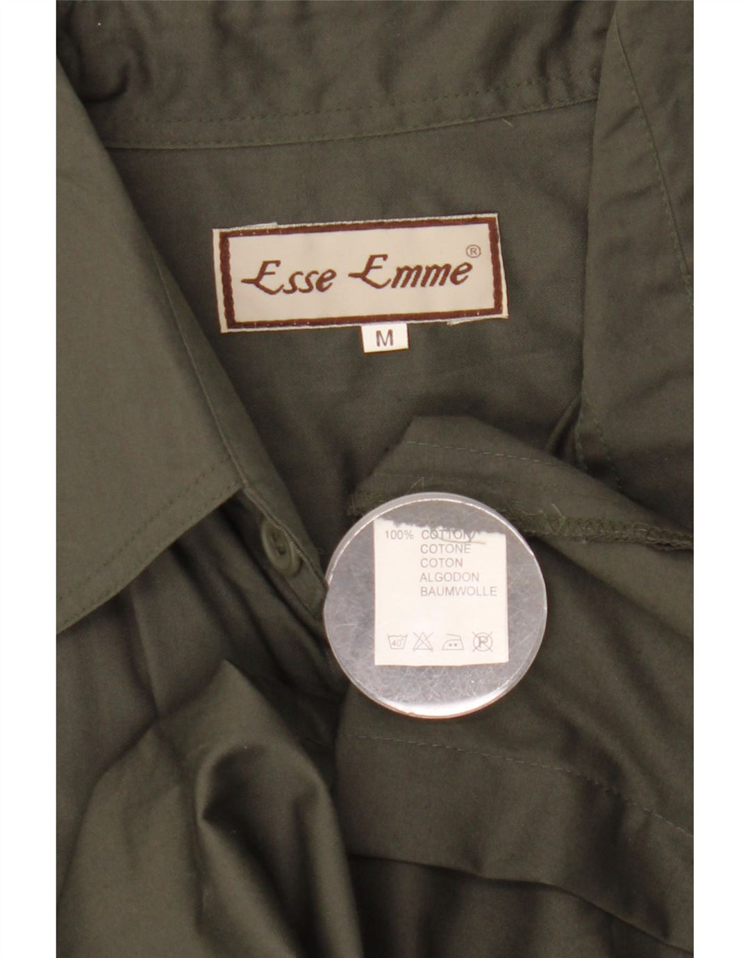 ESSE EMME Camisa militar de manga corta para hombre Algodón caqui medio