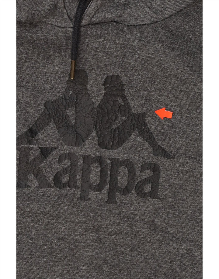 KAPPA Womens Graphic Hoodie Jumper UK 14 Medium Grey Polyester Vintage Kappa and Second-Hand Kappa from Messina Hembry 