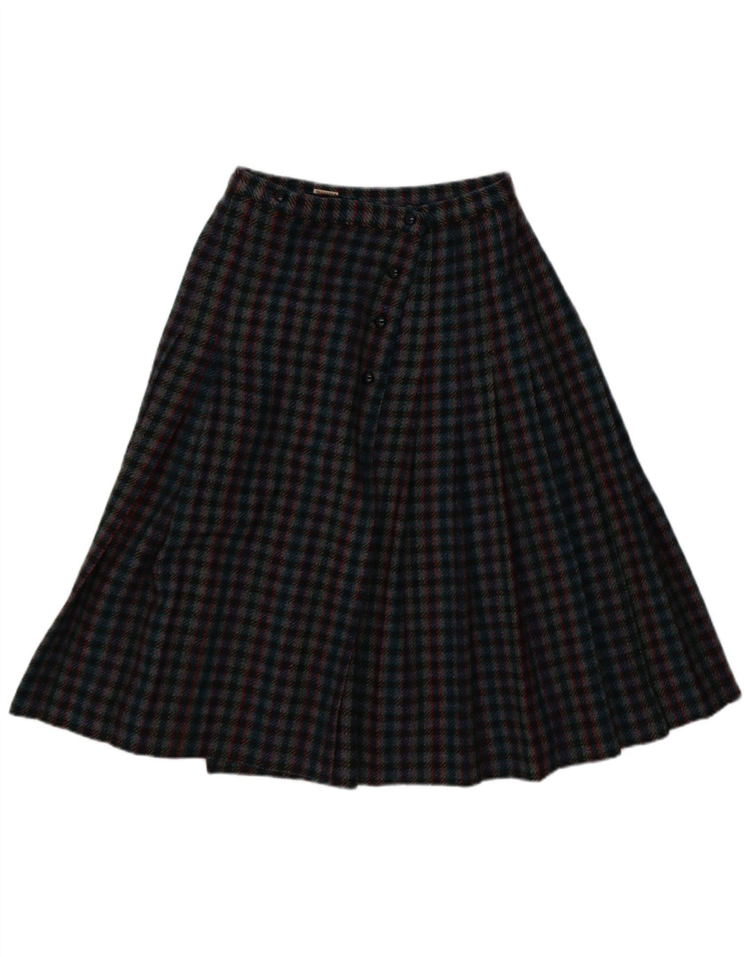 Falda plisada vintage para mujer W28 cheque multicolor medio