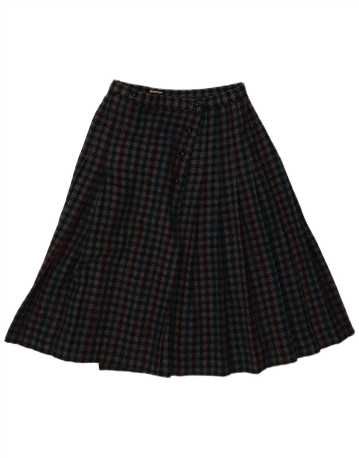Falda plisada vintage para mujer W28 cheque multicolor medio
