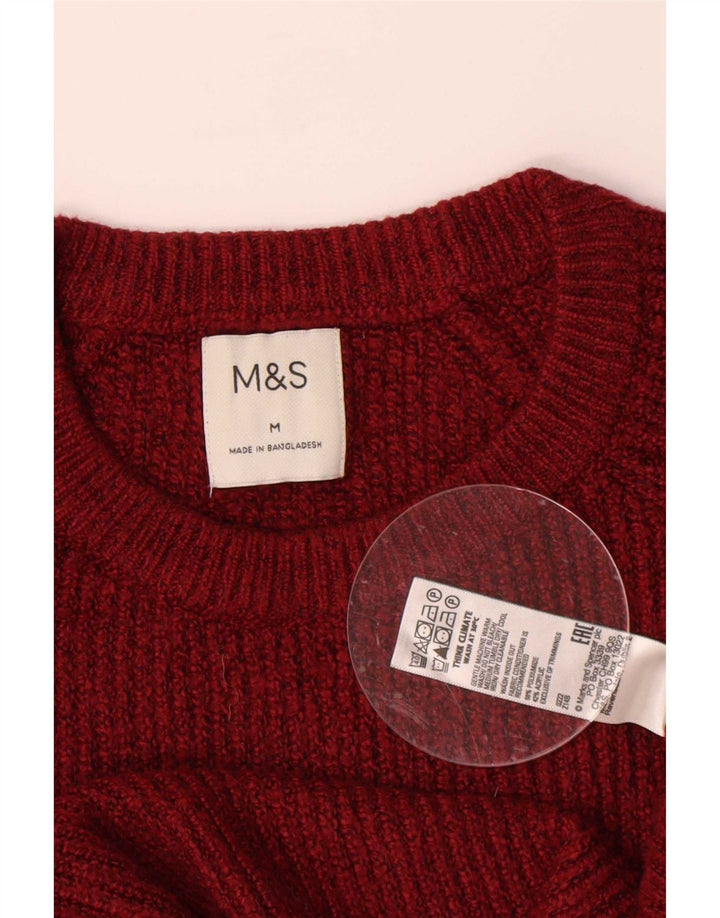Marks & Spencer - Jersey de cuello redondo para hombre, color burdeos medio, poliamida