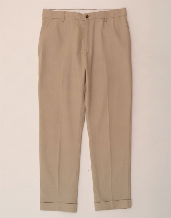 Zara Pantalón chino recto para hombre EU 44 Large W34 L29 Poliéster beige
