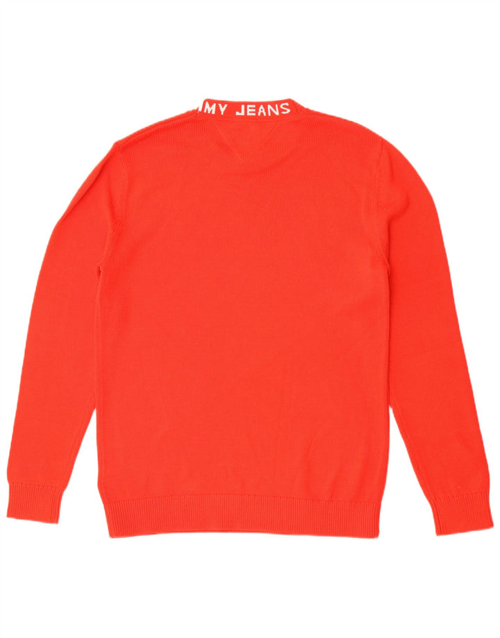 Tommy Hilfiger Suéter tipo jersey con cuello redondo y corte regular para hombre, color rojo medio