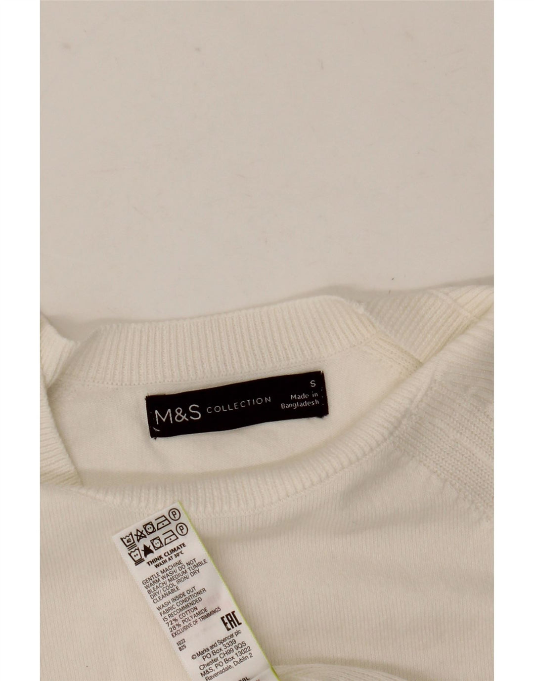 Marks & Spencer Jersey con Cuello Barco para Mujer UK 10 Small White