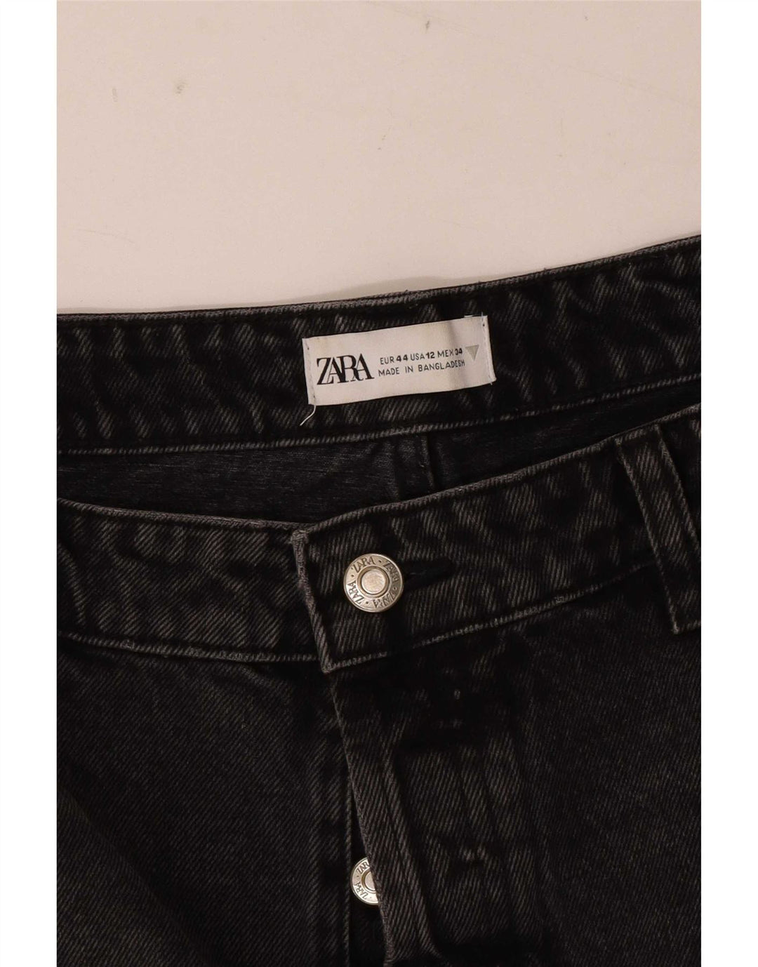 Zara Mujer Pantalones Cortos De Mezclilla Desgastados EU 44 XL W34 Negro