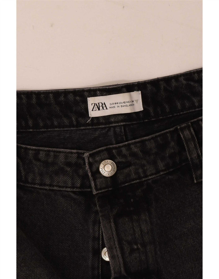 Zara Mujer Pantalones Cortos De Mezclilla Desgastados EU 44 XL W34 Negro