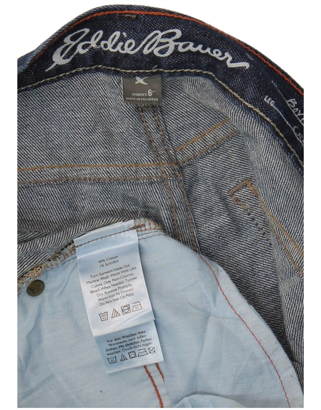 Eddie Bauer Vaqueros recortados estilo novio para mujer US 6 Medium W32 L26 Azul marino