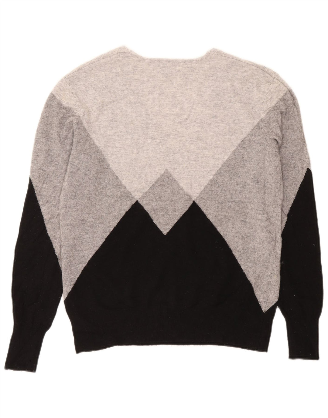 Reiss Jersey con cuello en V para mujer UK 44 Lana gris medio con bloques de color