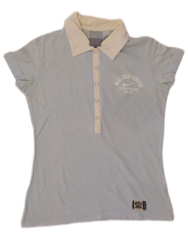 Polo NIKE para mujer UK 10/12 Medium Blue Colourblock
