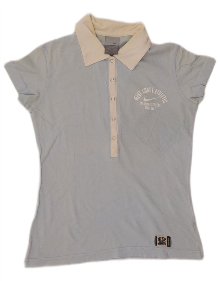 Polo NIKE para mujer UK 10/12 Medium Blue Colourblock