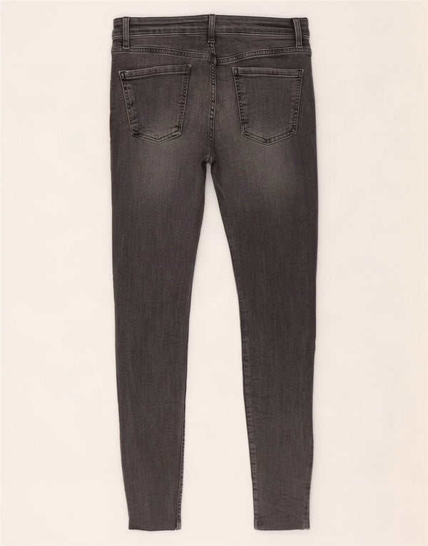 Zara Jeans Ajustados Cortos Desgastados para Mujer EU 38 Small W28 L25 Gris