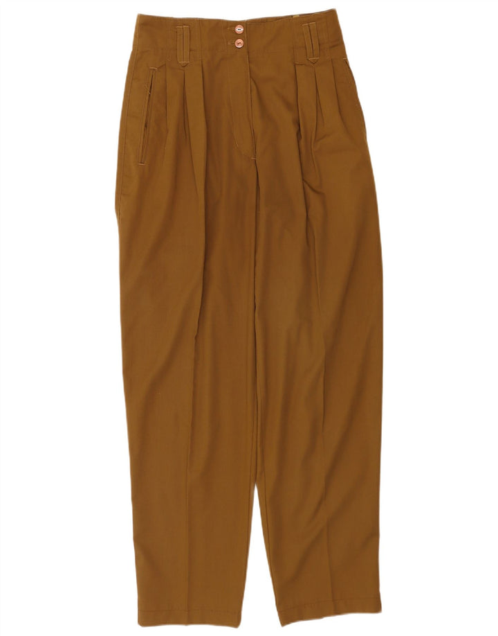 Vintage mujer pegado pantalones casuales EU 38 Medio W28 L30 Poliéster caqui