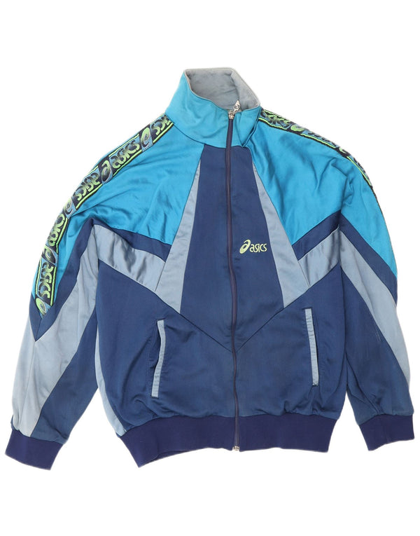 Asics Hombre Gráfico Chándal Top Chaqueta IT 50 Medium Azul Marino Colorblock