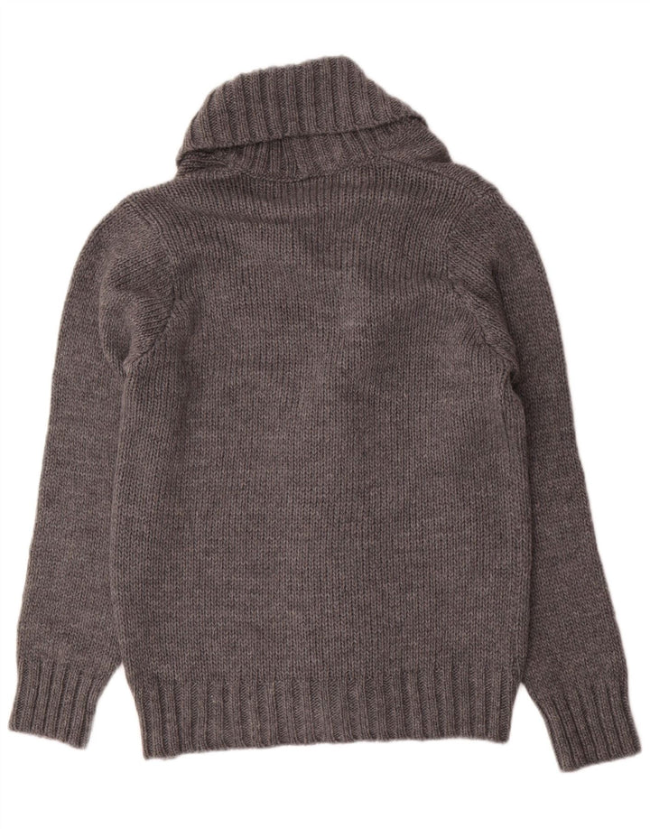 VINTAGE Hombres Cardigan Suéter Medio Gris Acrílico