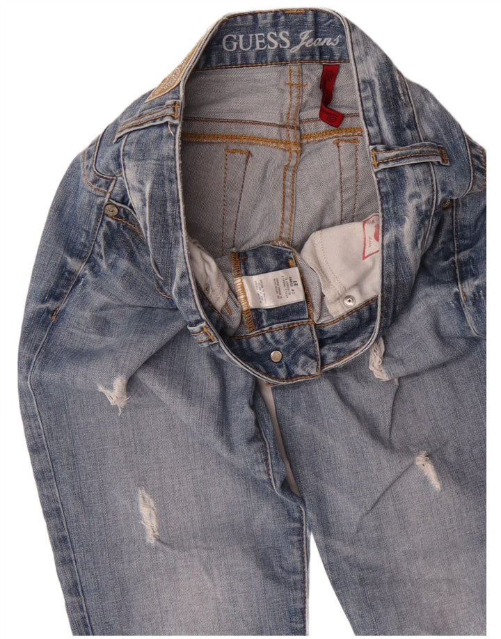 Guess Vaqueros Rectos Desgastados Mujer W27 L27 Algodón Azul
