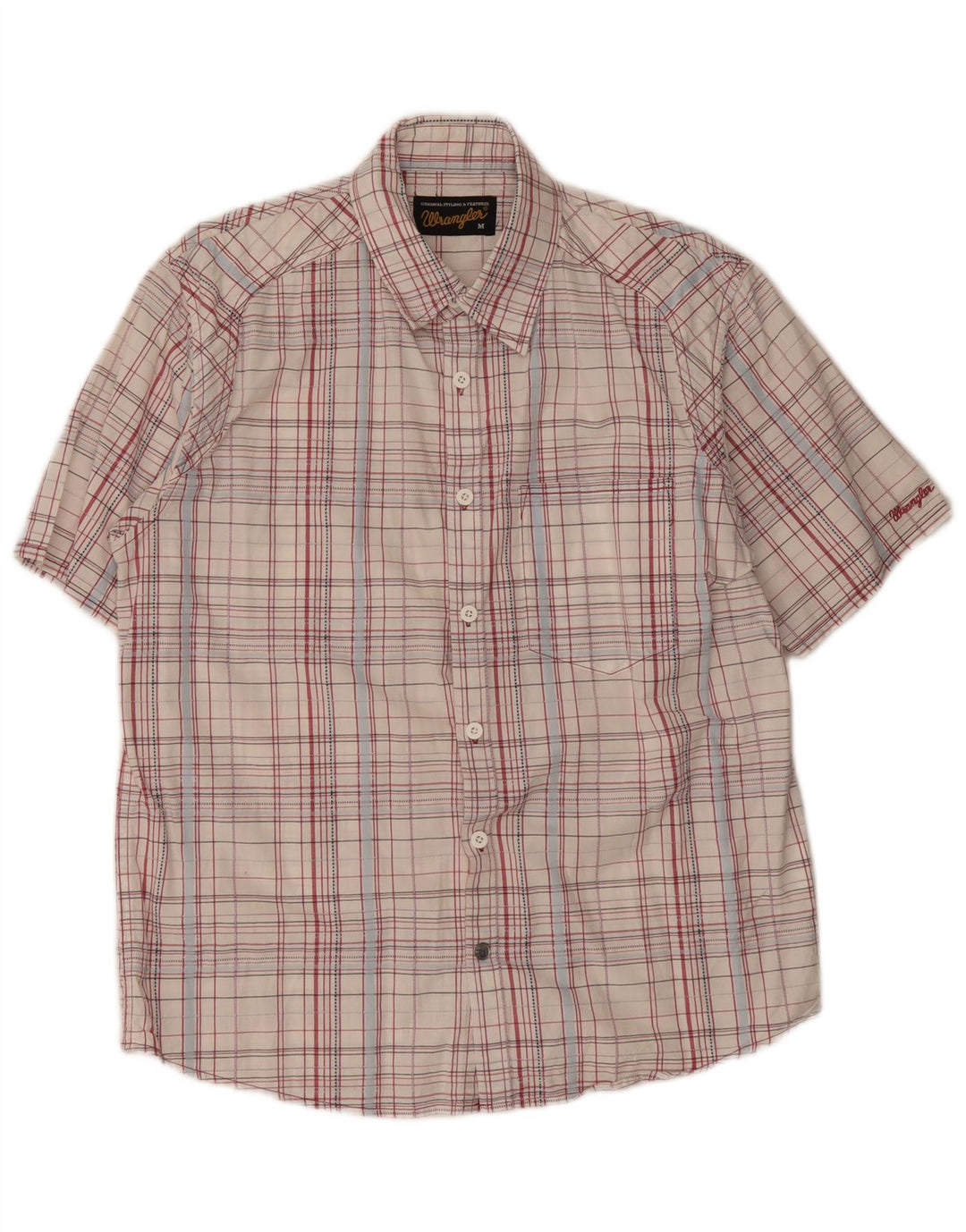 Wrangler Camisa De Manga Corta Regular Fit Para Hombre Algodón A Cuadros Blanco Mediano