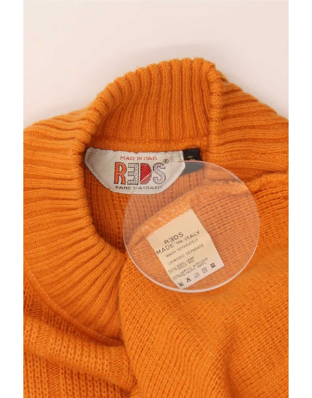 REDS Suéter con cuello de tortuga gráfico para hombre Lana geométrica naranja medio