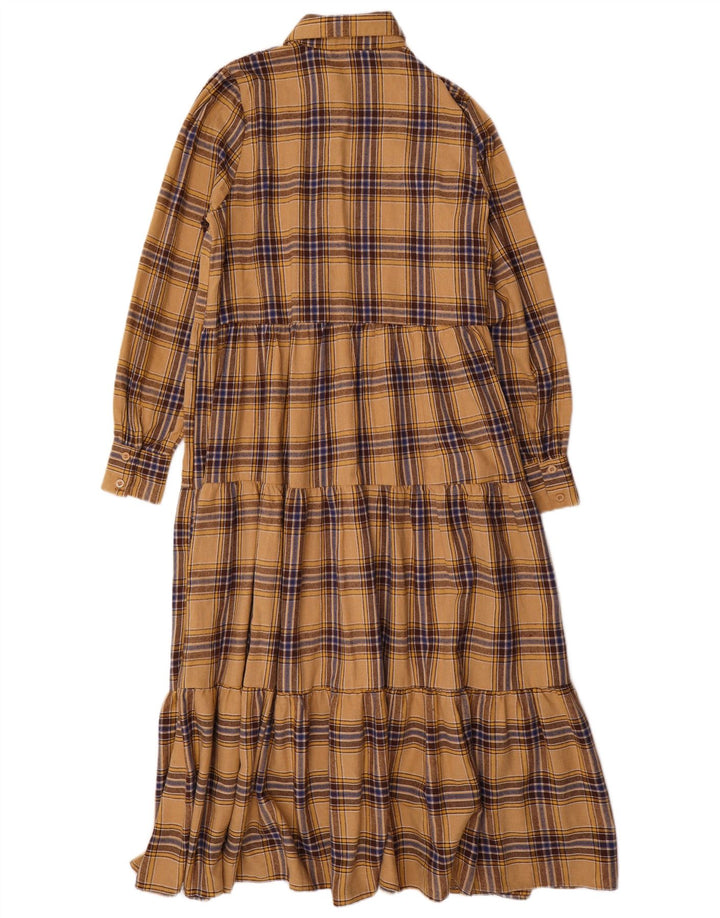 Vestido largo de manga larga para mujer Coast UK 10 Small Beige Check Poliéster