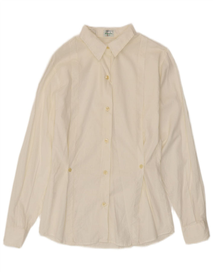 Camisa Benetton Mujer IT 42 Mediana Blanco Algodón