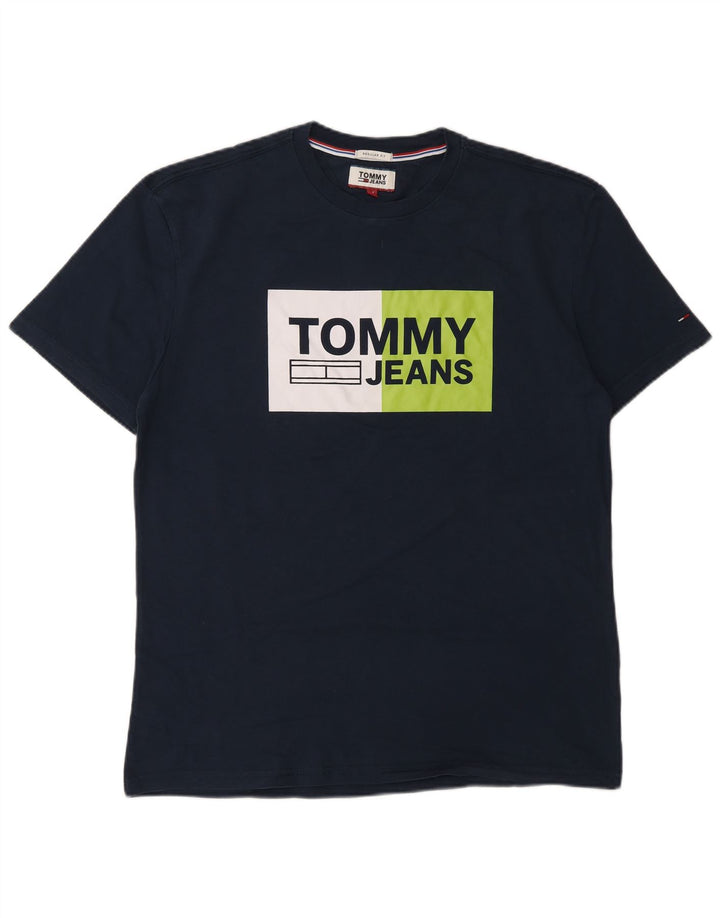 TOMMY HILFIGER Camiseta gráfica de ajuste regular para hombre Top azul marino mediano