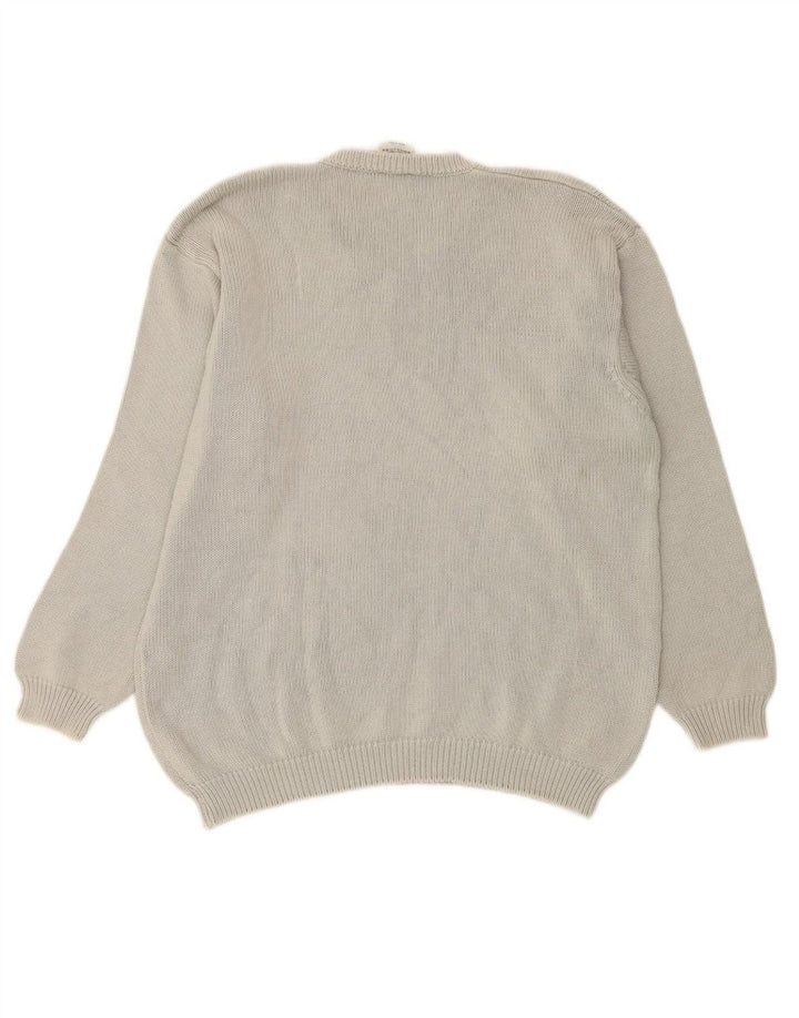TRUSSARDI Mens V-Neck Jumper Sweater Large Grey