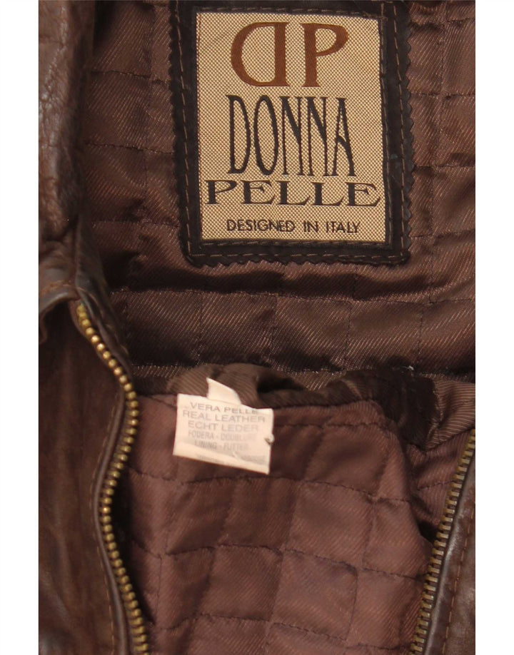 Donna Pelle Chaqueta de cuero holgada para hombre IT 46 Small Brown Leather