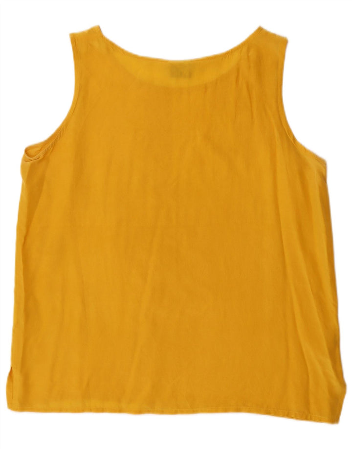 Blusa vintage sin mangas para mujer Top IT 48 XL Seda amarilla