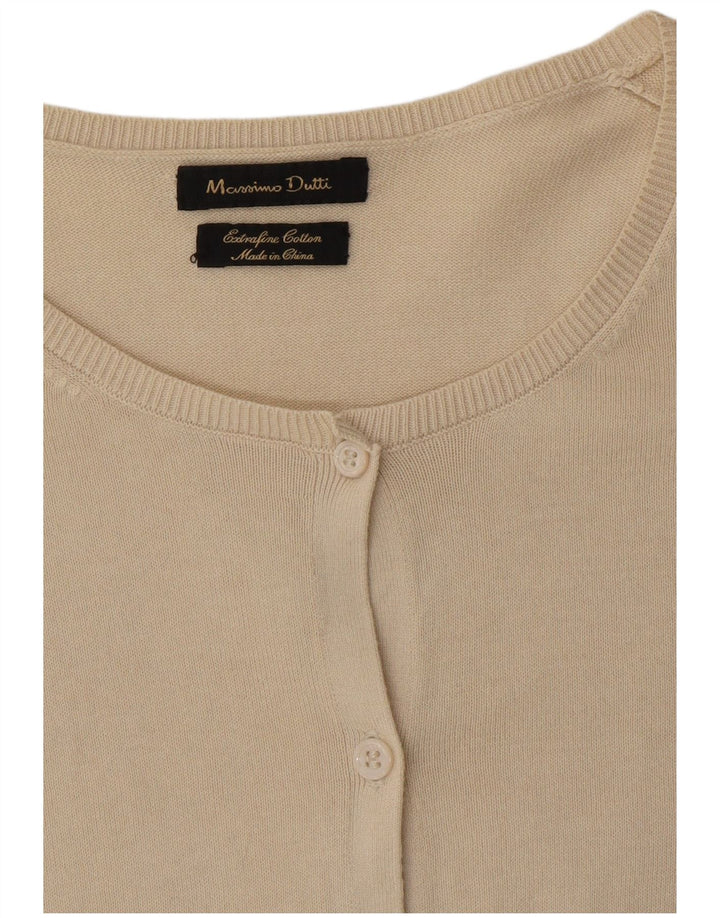 MASSIMO DUTTI Suéter Cárdigan para Mujer UK 10 Small Off White Cotton