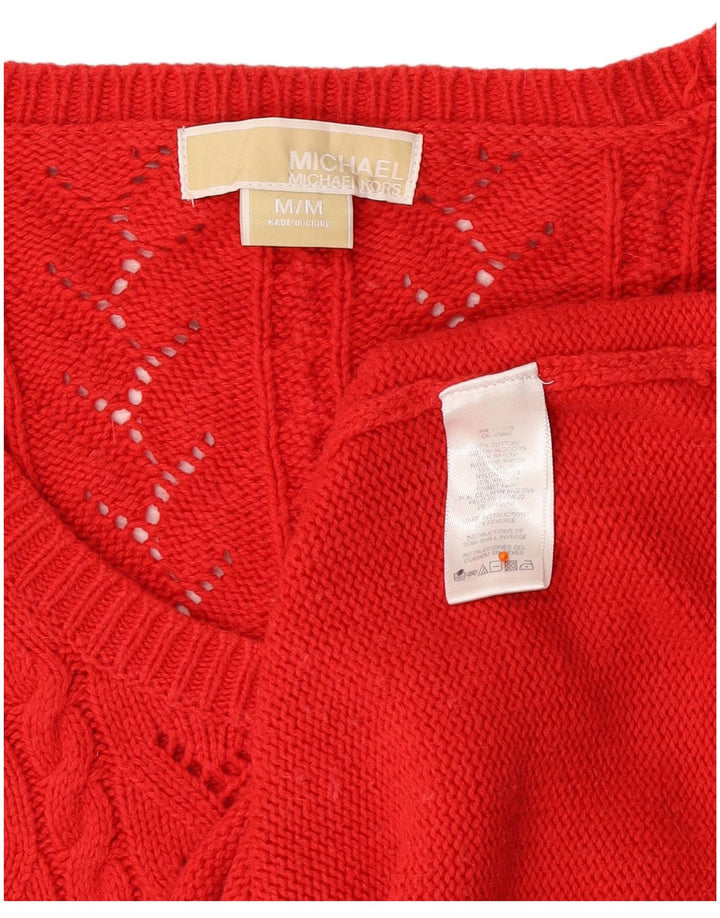 MICHAEL KORS Suéter tipo jersey con cuello barco y manga 3/4 para mujer UK 40 Medium Red