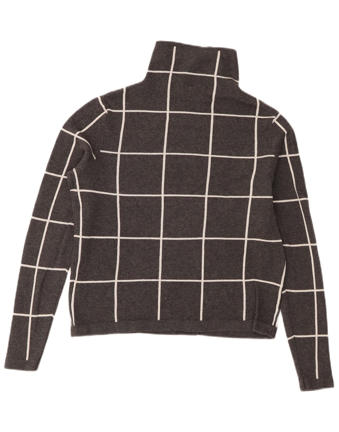 Warehouse Suéter Corto con Cuello de Tortuga para Mujer UK 8 Small Grey Check