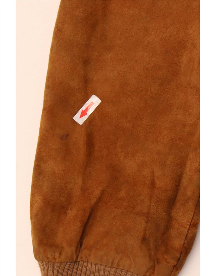 Vintage hombres ante bomber chaqueta IT 50 cuero beige grande