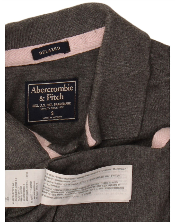 ABERCROMBIE & FITCH Polo de ajuste relajado para hombre pequeño de algodón gris
