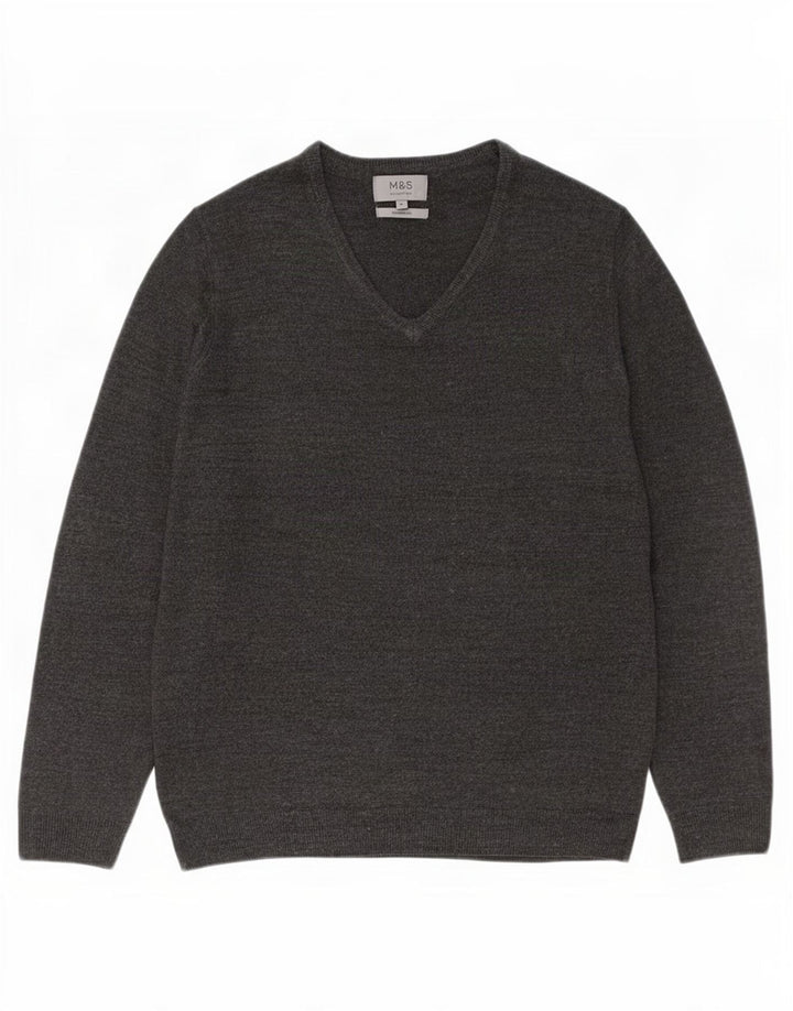 Marks & Spencer Jersey con Cuello en V para Hombre Jersey de Cachemira Gris Grande