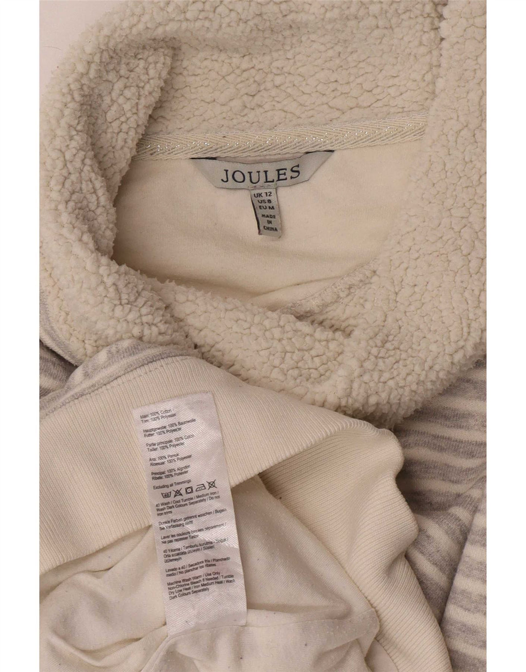 Joules Jersey con cuello vuelto para mujer, talla 42, color gris medio, a rayas