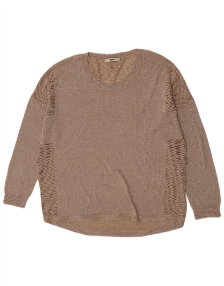 Oasis - Jersey extragrande con cuello barco para mujer, talla 40, tamaño mediano, color beige
