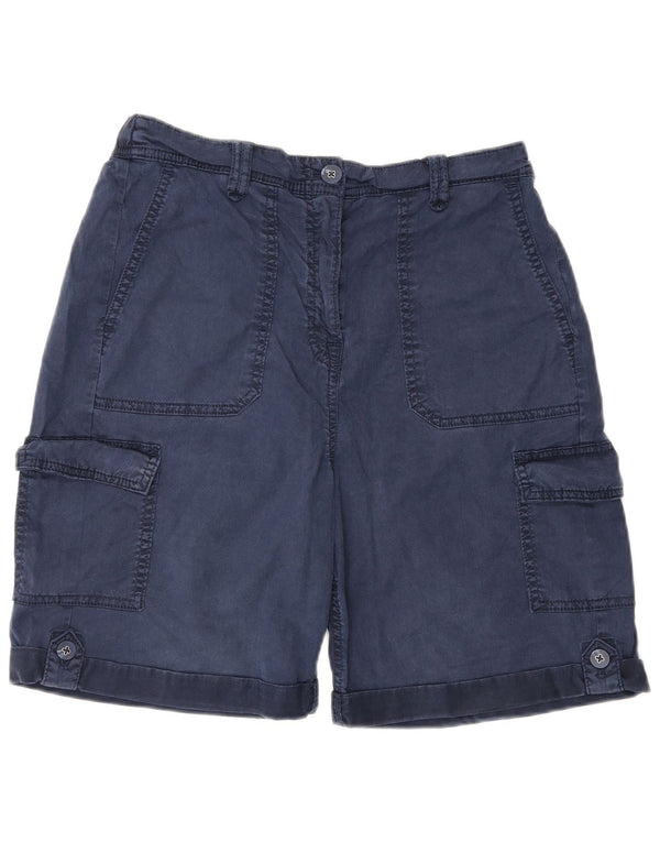 Marks & Spencer Pantalones cortos cargo de cintura alta para mujer UK 10 Small W26 Azul marino