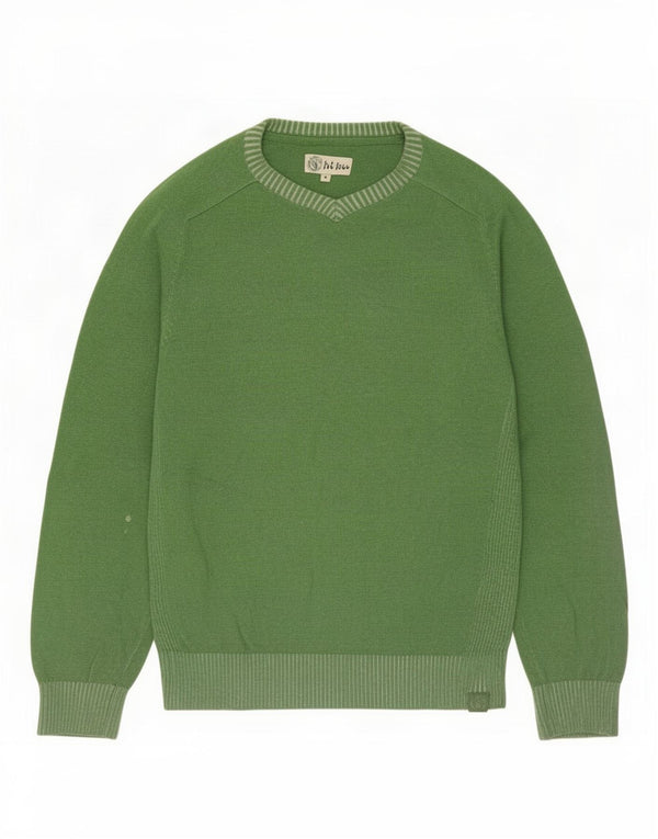 Fat Face Mens V-Neck Jumper Sweater Medium Green Cotton