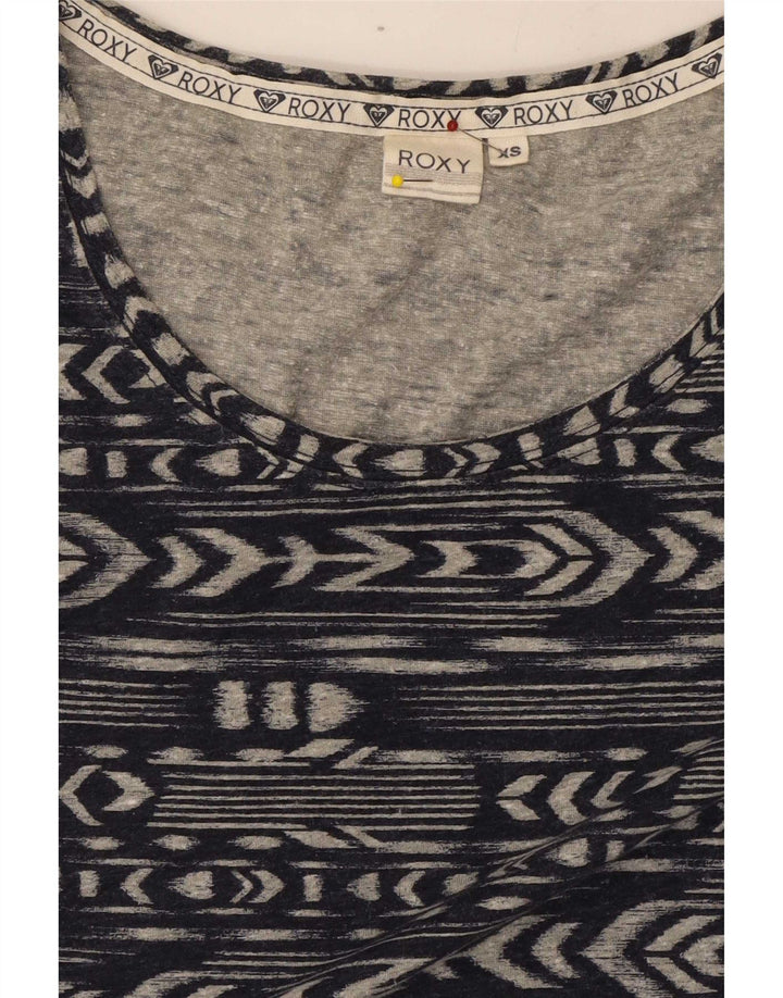 Roxy Top Mujer Manga Larga UK 6 XS Poliéster Geométrico Azul Marino