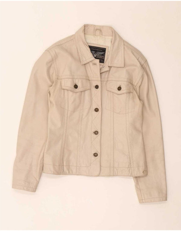 Chaqueta de cuero vintage para mujer Reino Unido 14 Beige medio