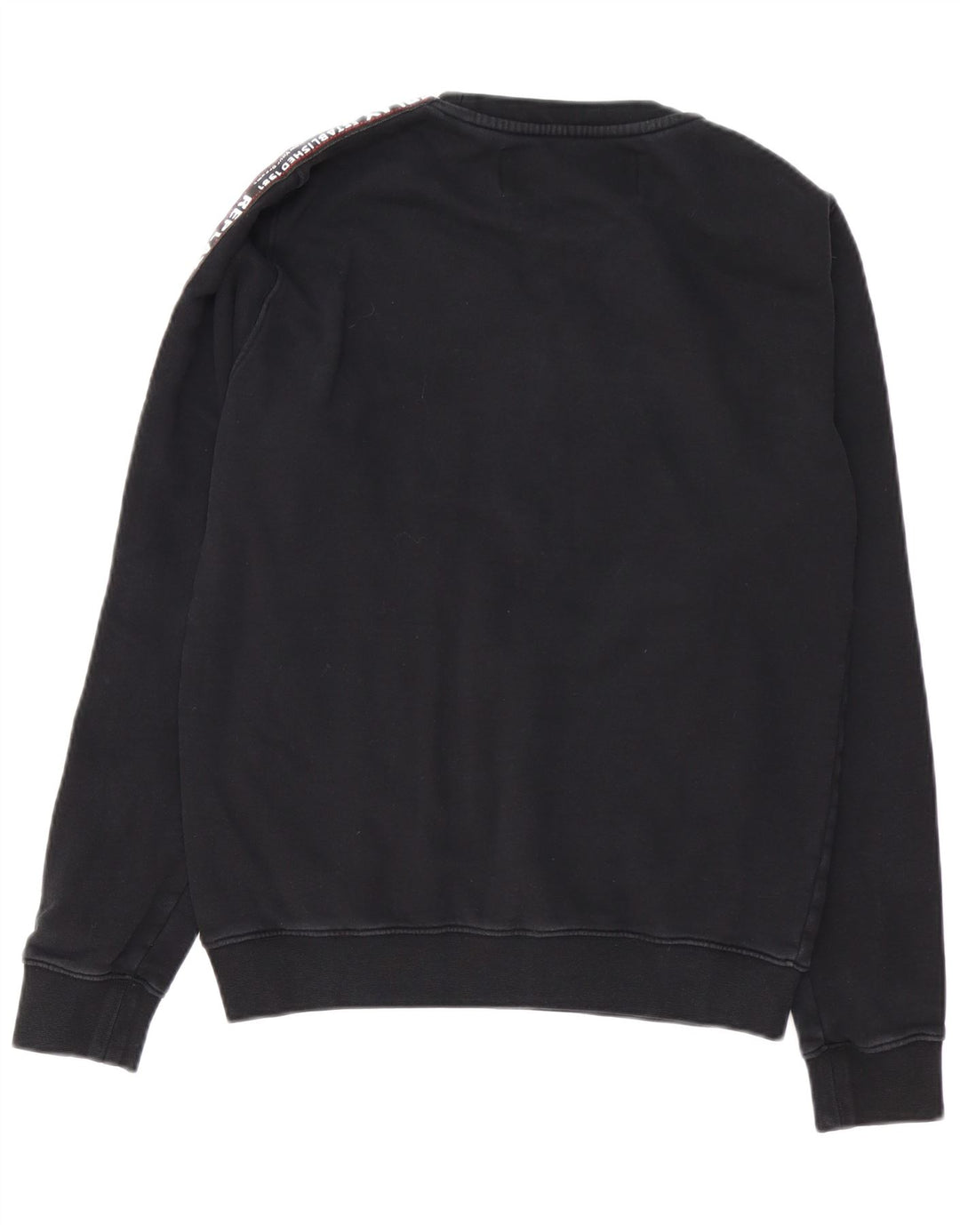 REPLAY Hombre Sudadera Estampada Jumper Medium Negro Algodón