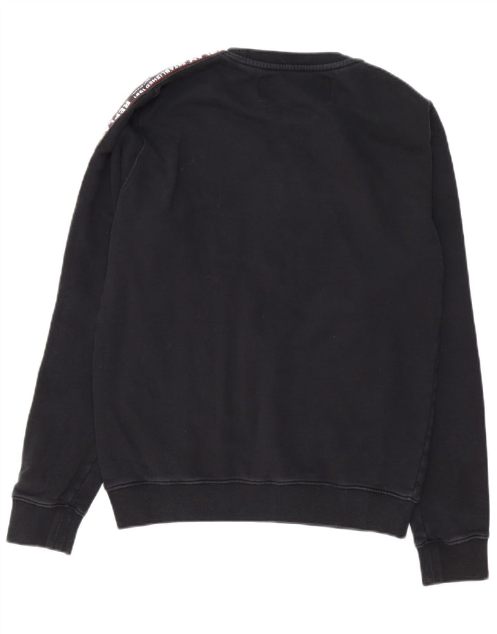REPLAY Hombre Sudadera Estampada Jumper Medium Negro Algodón