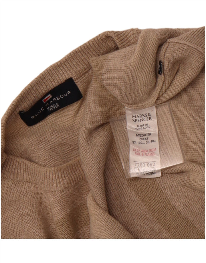 Marks & Spencer Jersey de Cuello Redondo para Hombre de algodón Beige Medio