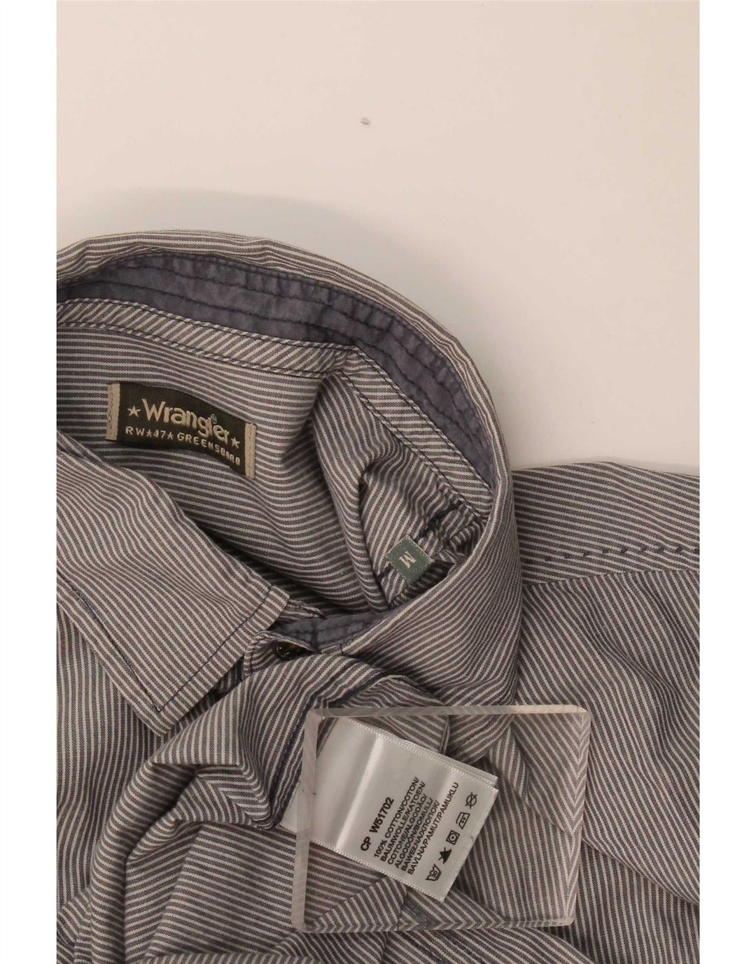 Camisa Wrangler Hombre Algodón Rayas Pintadas Gris Medio