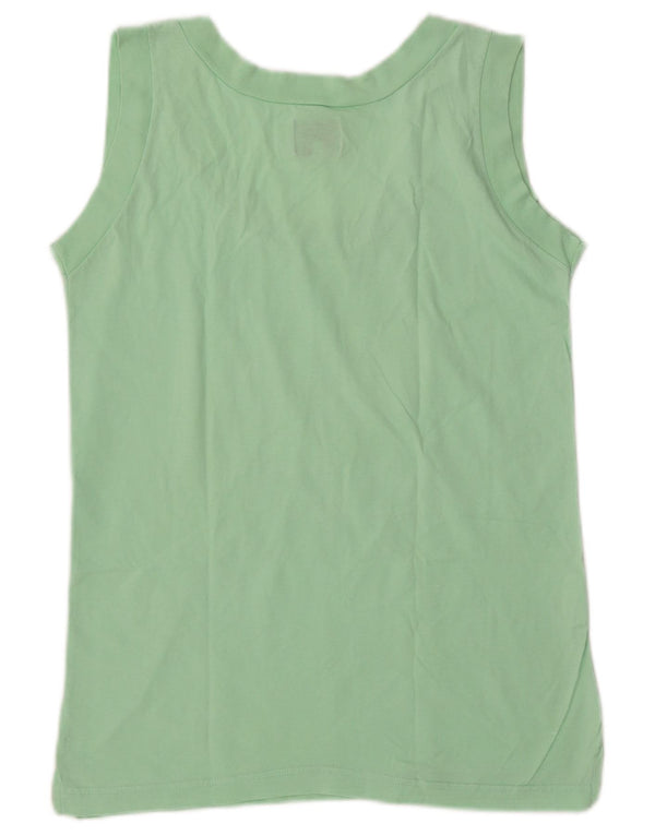 Laura Biagiotti Top sin mangas gráfico para mujer UK 10 Small Green Cotton
