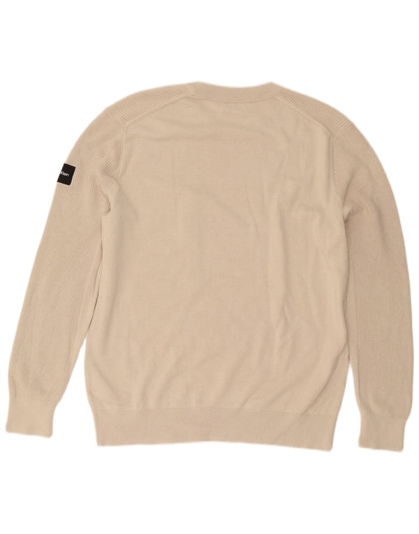 Calvin Klein Jersey de cuello redondo para hombre XL Algodón beige